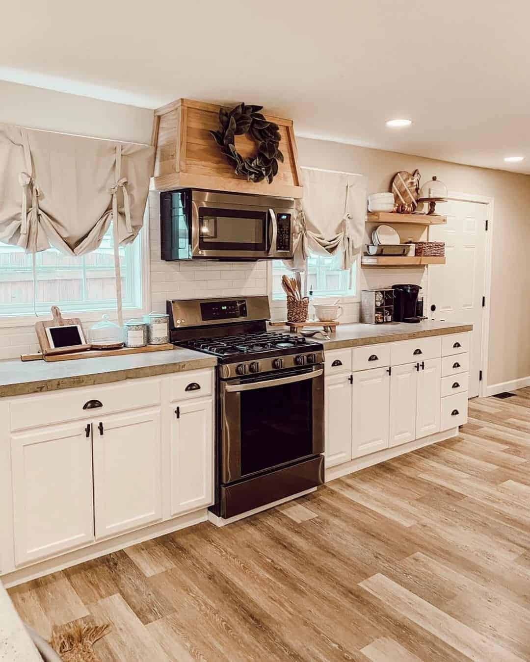 25 of  White Kitchen with Brown Countertop