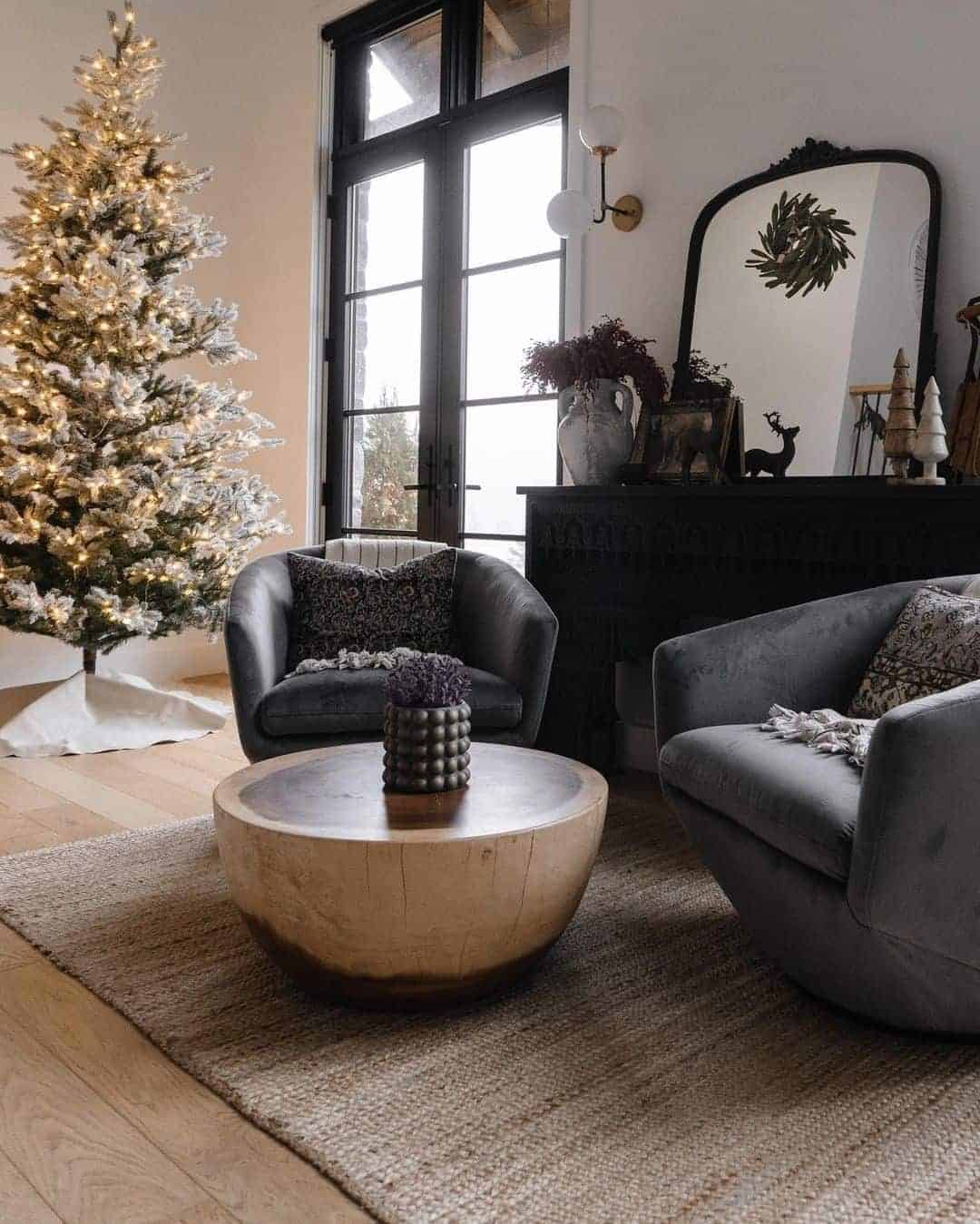 10 of  Living Room with Wood Drum Coffee Table