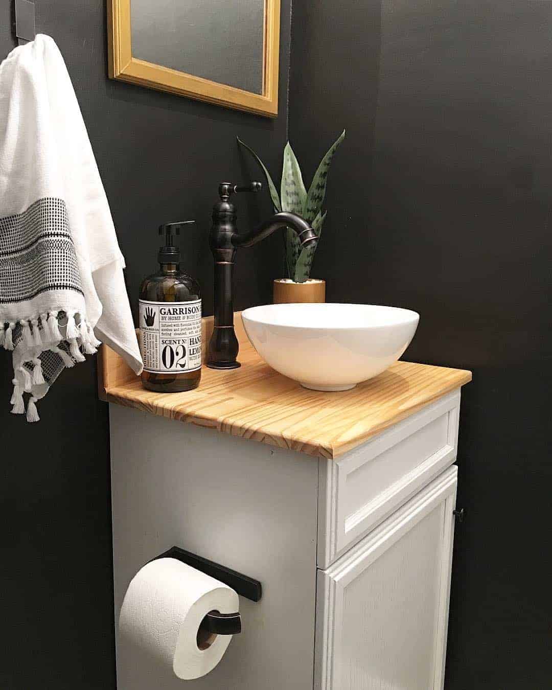 26 of  White Vanity with Butcher Block Bathroom Countertop