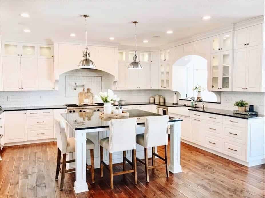 11 of  Modern Farmhouse Kitchen with White Tile Backsplash