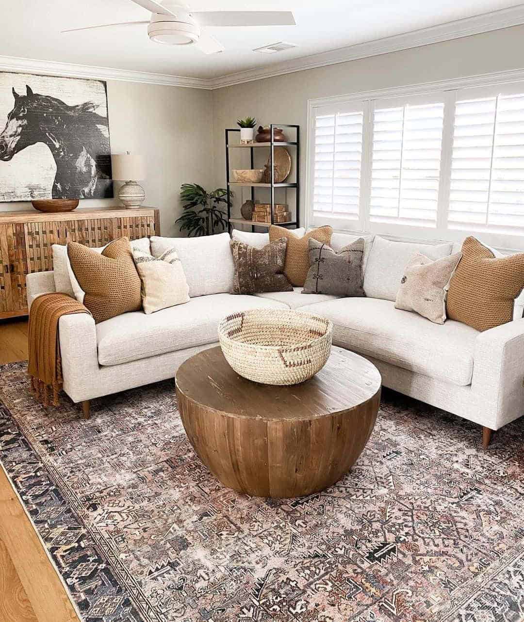 15 of  Solid Wood Drum Coffee Table in Living Room