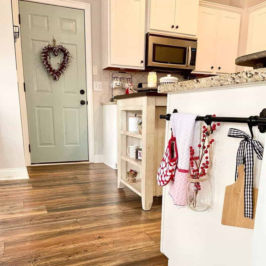 34 of  Brown Heart-Shaped Wreath on a 6-panel Kitchen Door