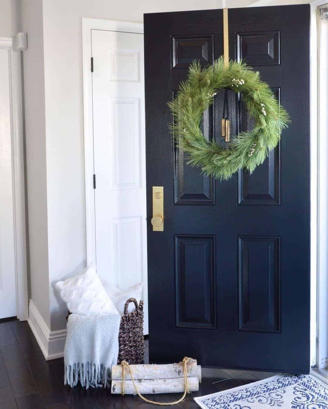 07 of  Black Front Door With Winter Decorations