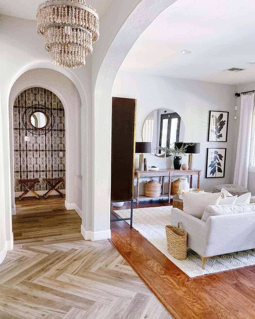 03 of  Multi-Tier Wooden Chandelier in Entryway