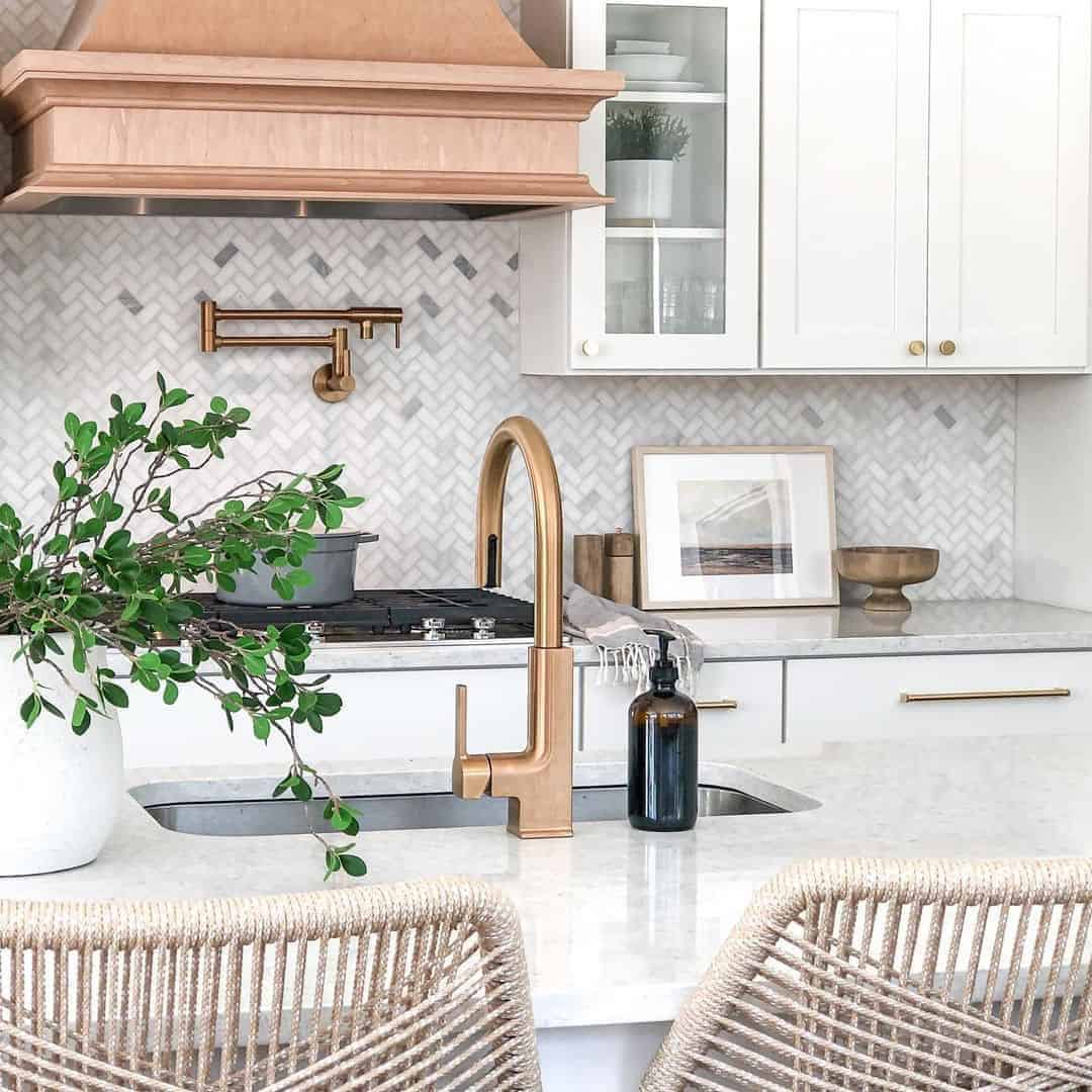 19 of  Gray Kitchen Backsplash Herringbone Tiles