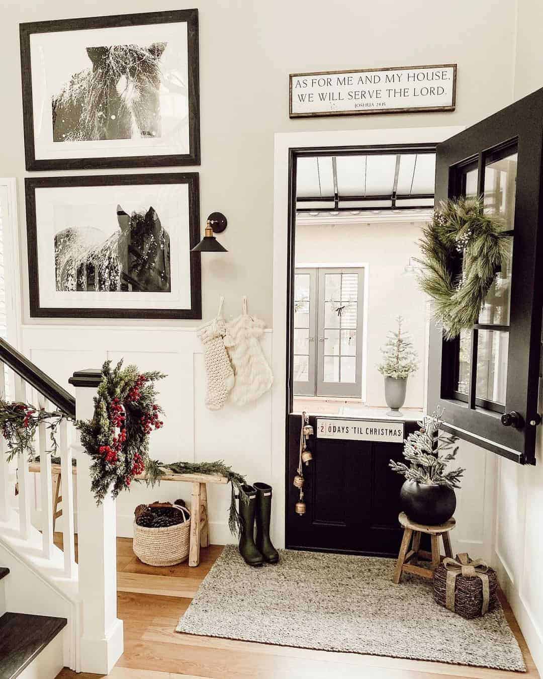 22 of  Black Dutch Door Accessorized with Winter Decorations