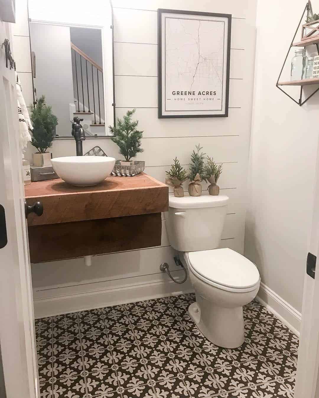 17 of  Bathroom Floor with Black and White Tile