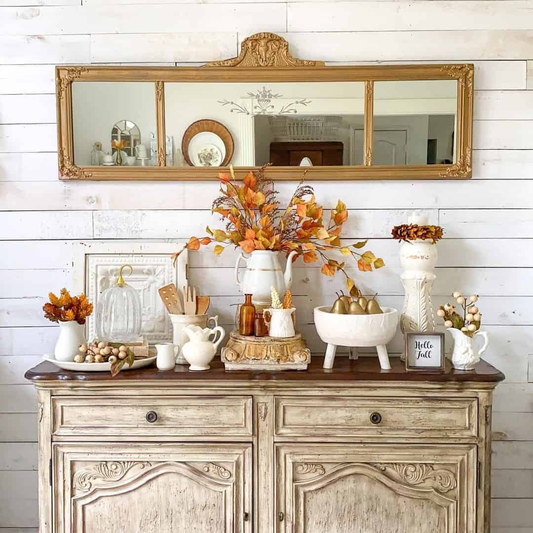 14 of  Fall Decor on Rustic Wood Sideboard