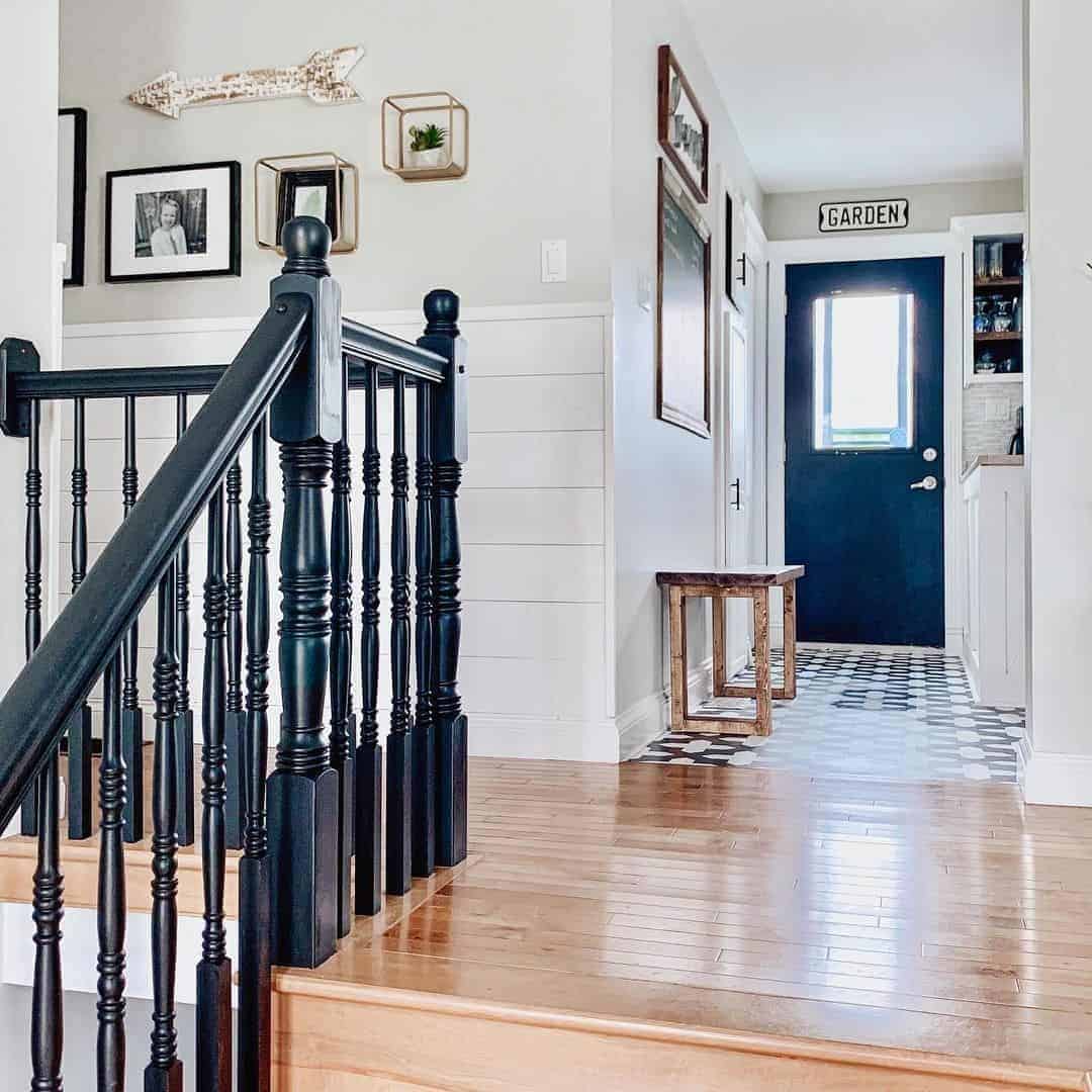 06 of  Painted Black Wood Stair Spindles and Handrail