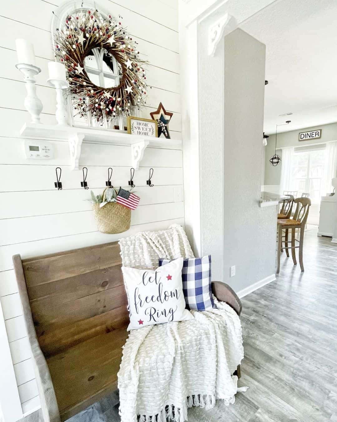 05 of  Shiplap Entryway Corner With Wreath