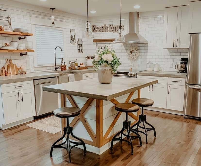 09 of  Farmhouse Accents on Wooden Kitchen Island