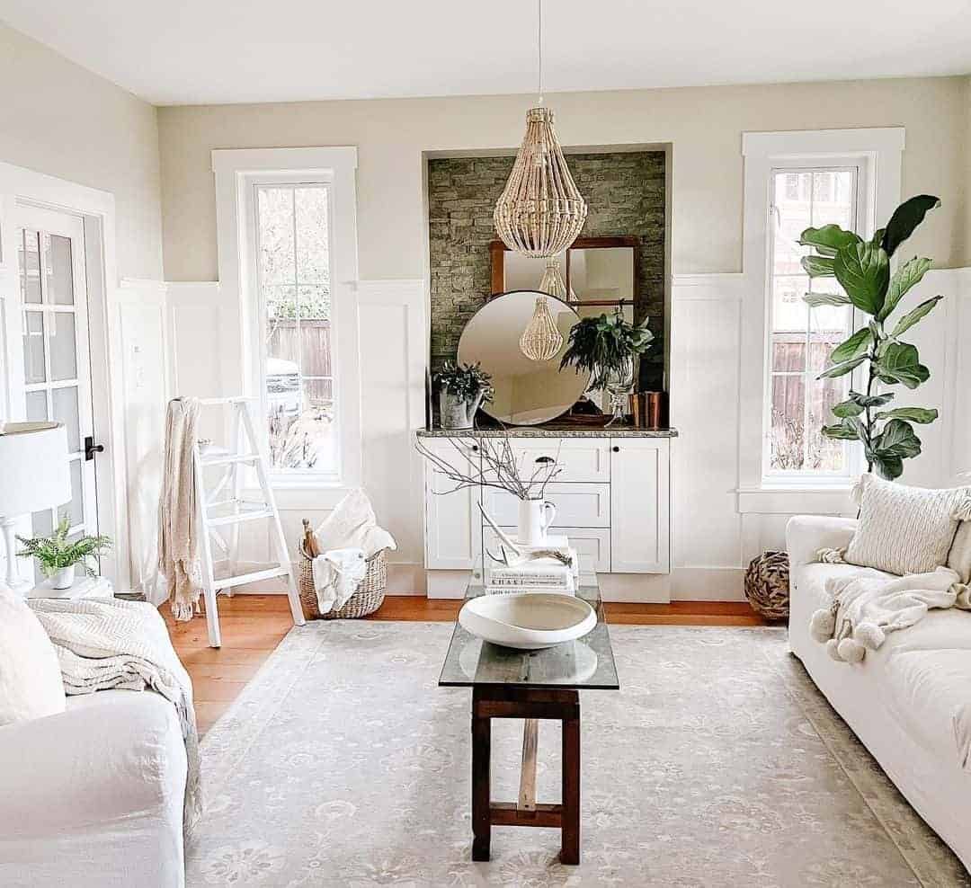 17 of  White and Gray Living Room with Thin Coffee Table