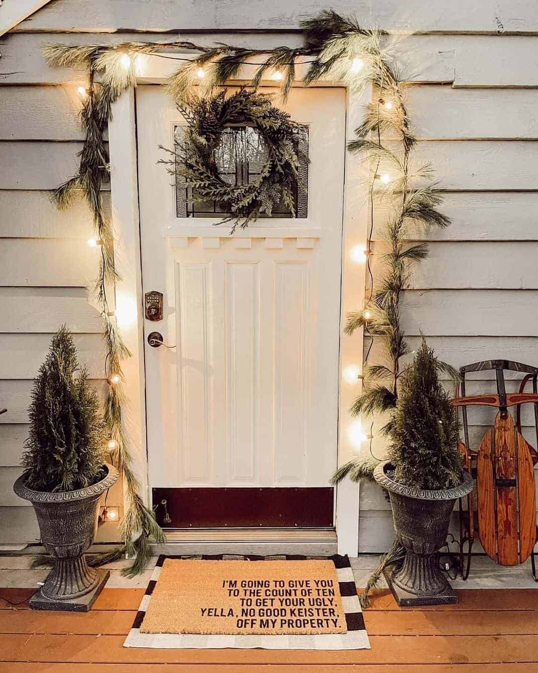 02 of  Christmas Lights for White Farmhouse Door