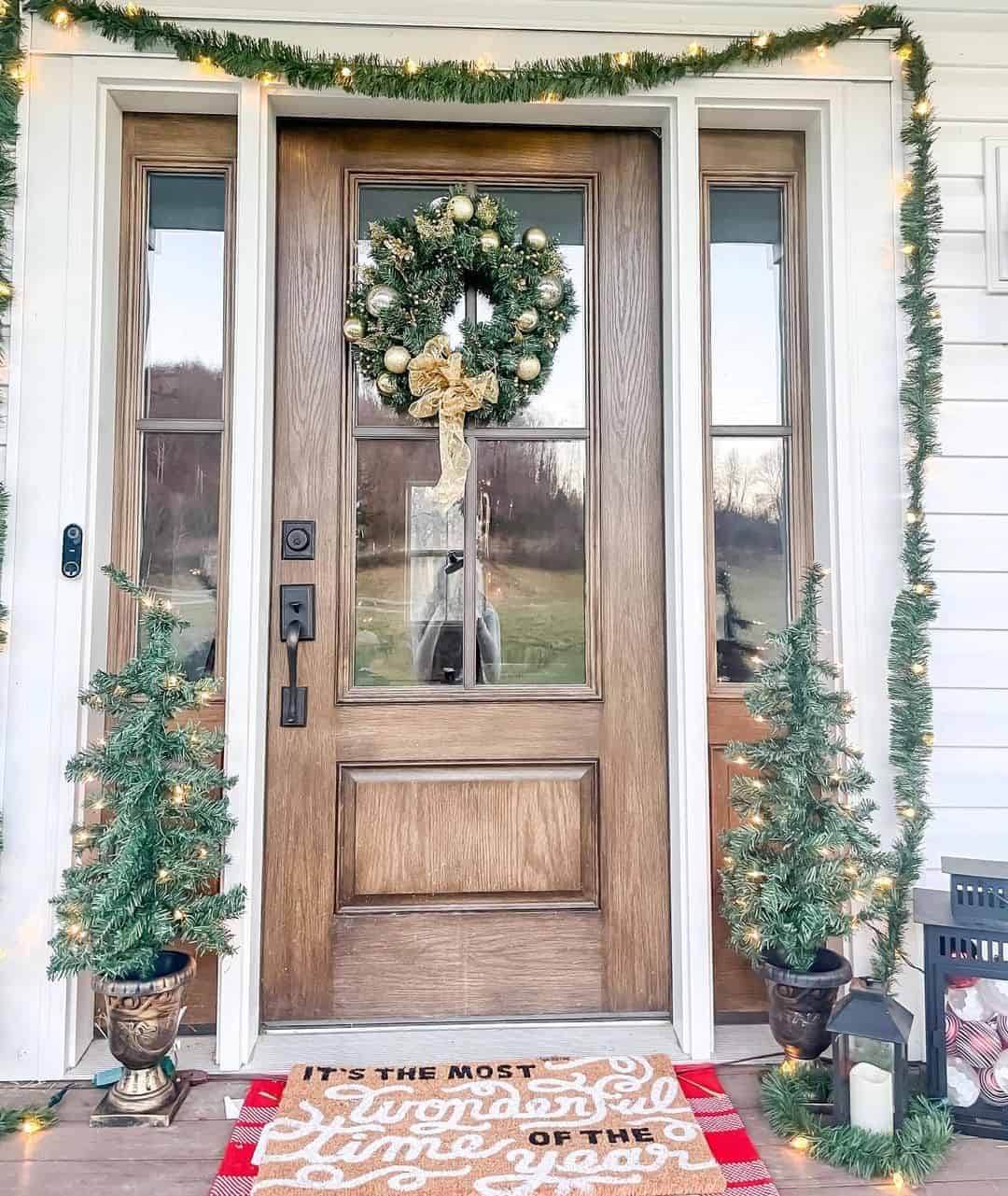 11 of  Garland Decorated Stained Wood Door