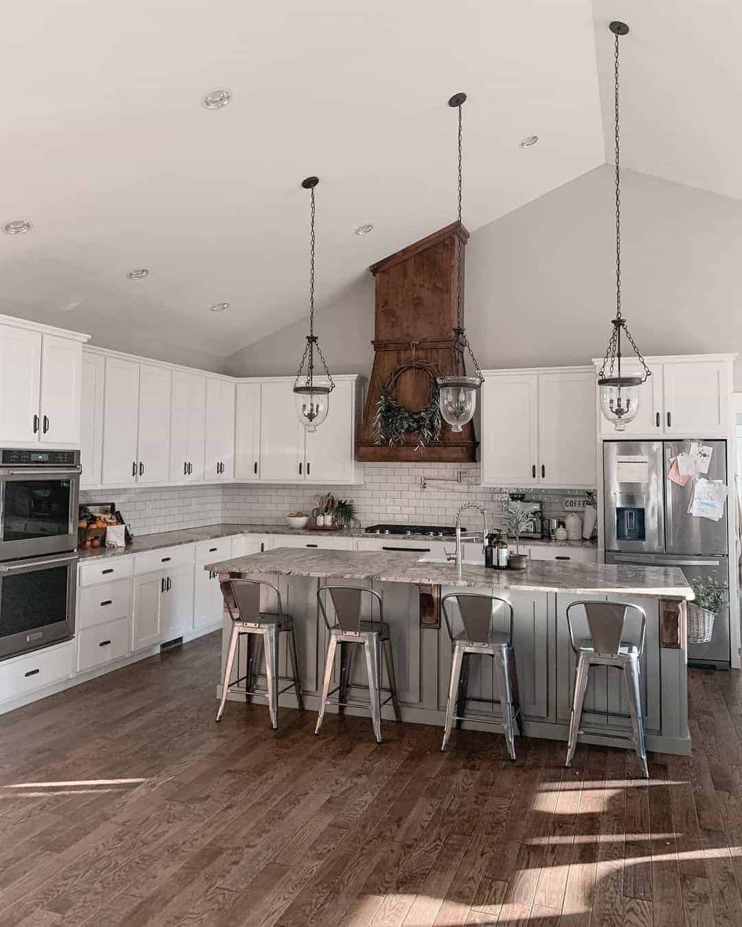 24 of  Gray Kitchen Island with Glass Pendant Lighting