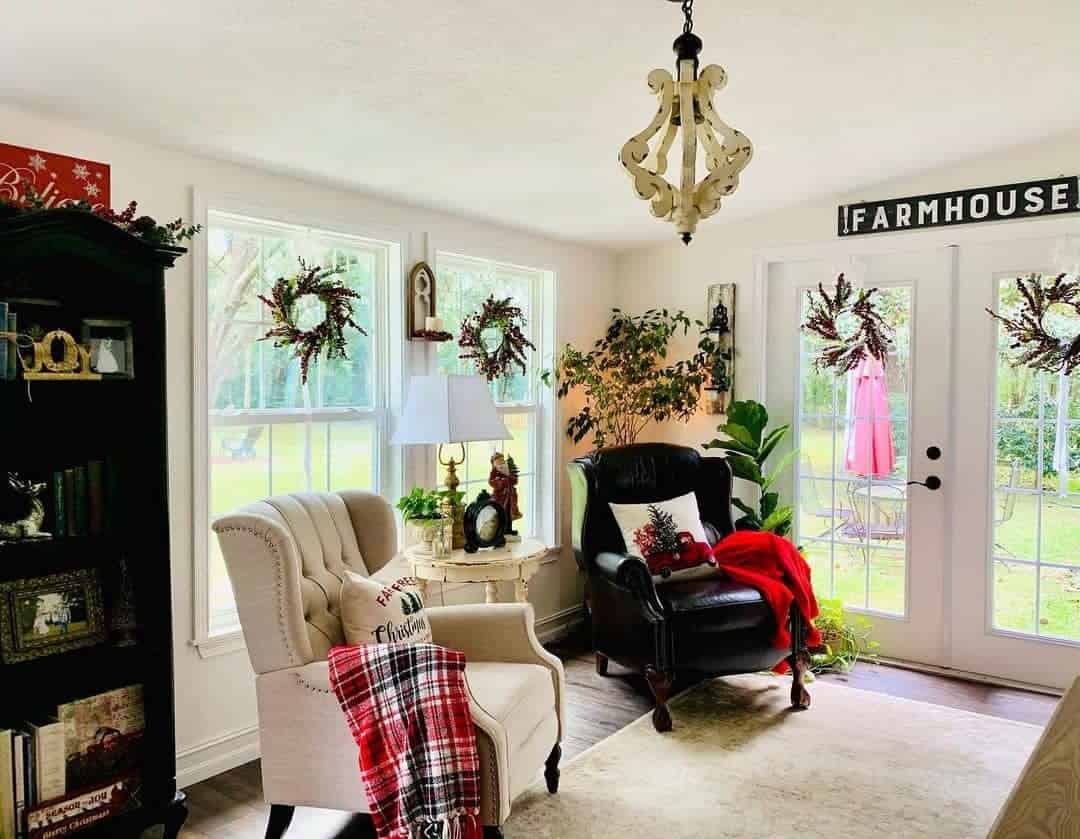 26 of  French Farmhouse Living Room With Wreaths on Windows