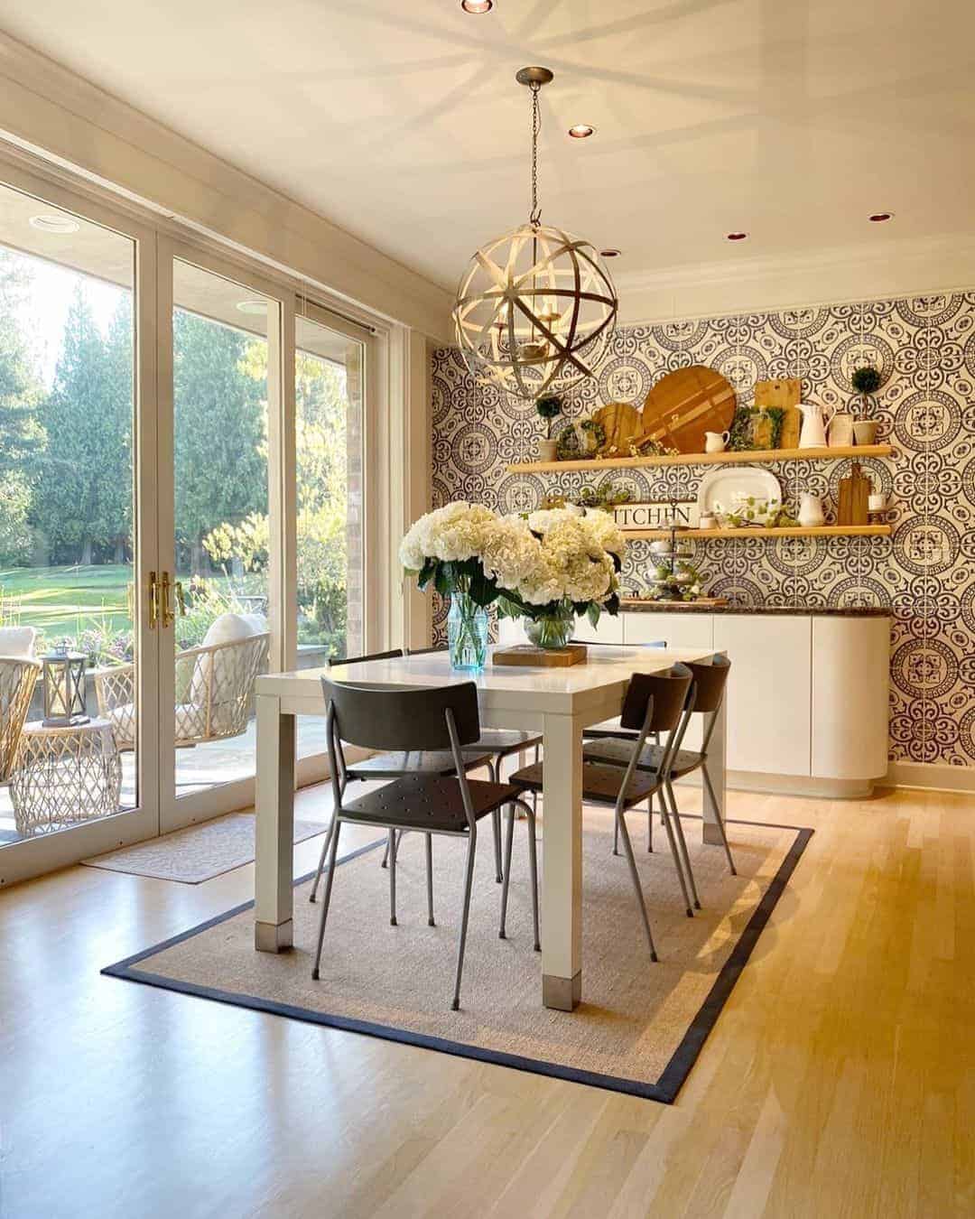 11 of  Patterned Accent Wallpaper in Dining Area