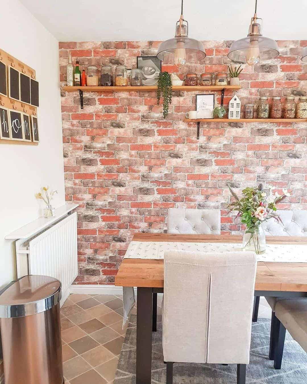 15 of  Dining Room With Rustic Brick Accent Wall