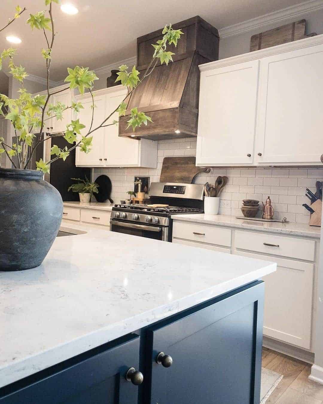 16 of  Black and White Kitchen with Subway Walls