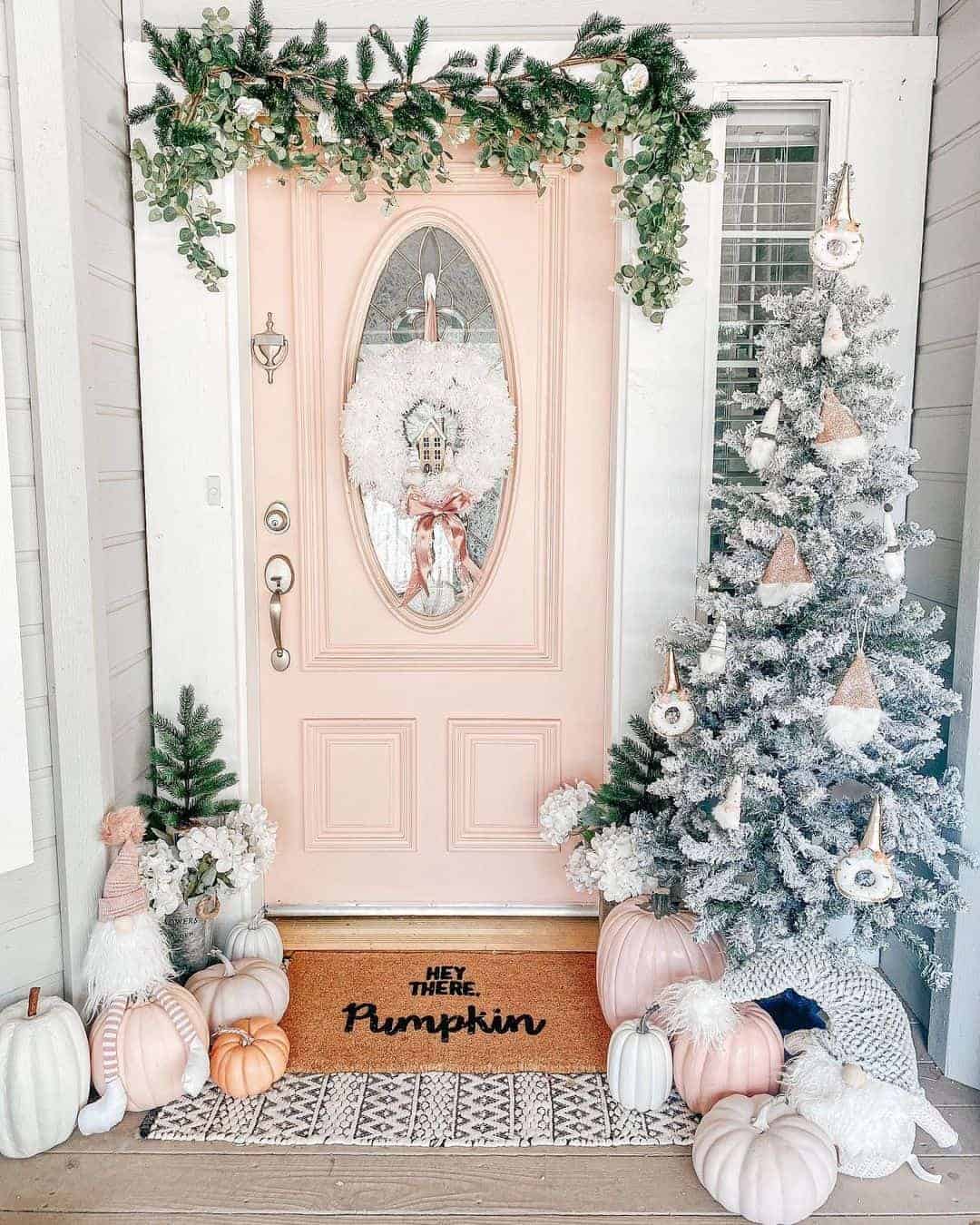 24 of  Peach Front Door with White Wreath