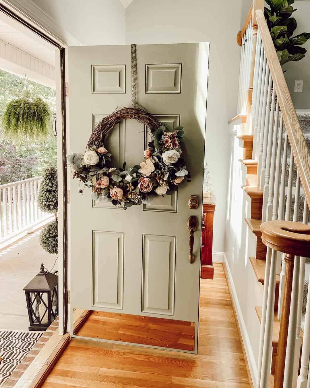 35 of  Wreath of Roses on Off-White Front Door