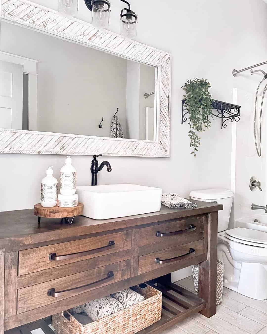 10 of  Stained Wood Bathroom Vanity Countertop