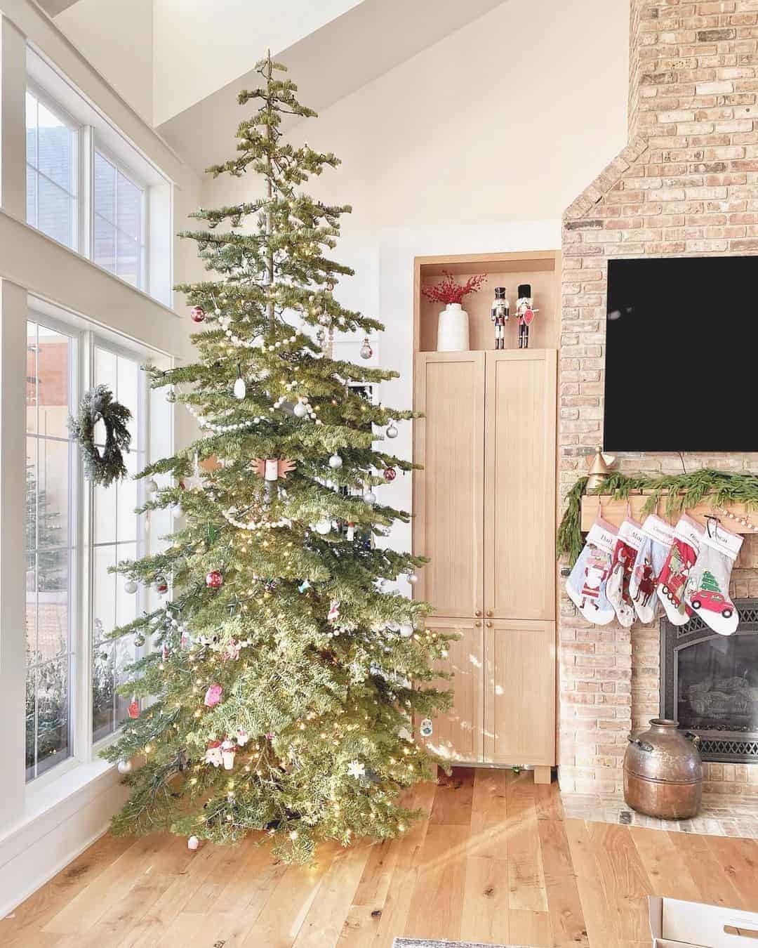 05 of  Natural Wood and Brick Living Room With Christmas Décor