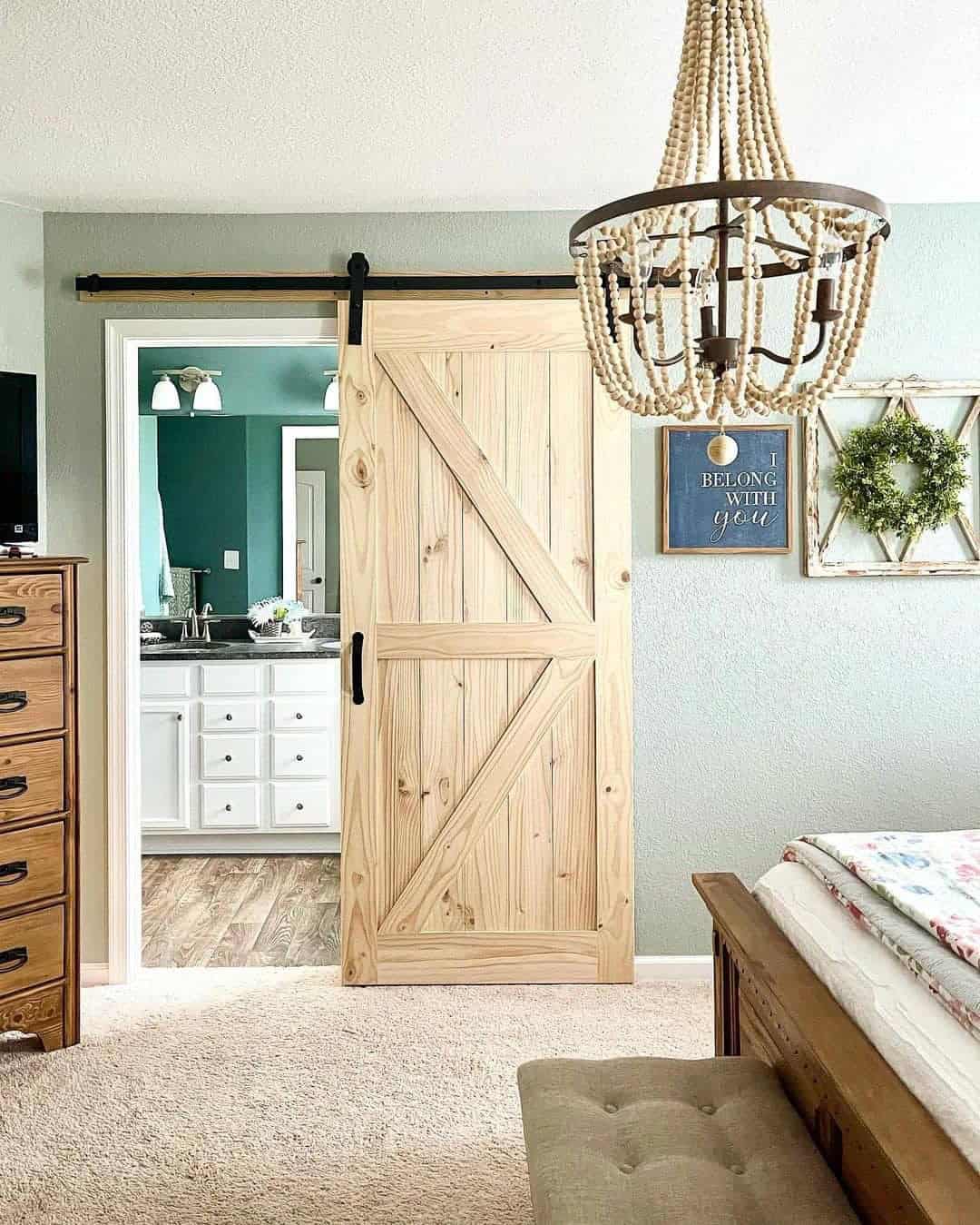 35 of  Wood Bead Chandelier in Master Bedroom