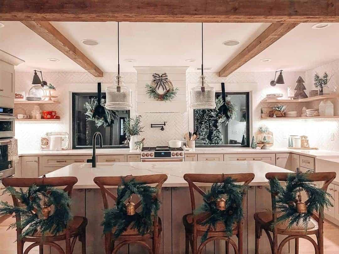 16 of  Wreaths on Windows in a Rustic Farmhouse Kitchen