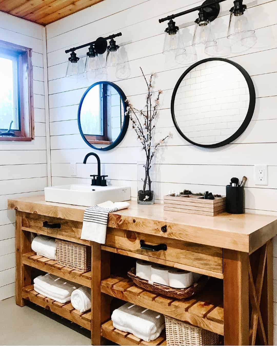 31 of  Stained Wood Washstand Countertop with Sink