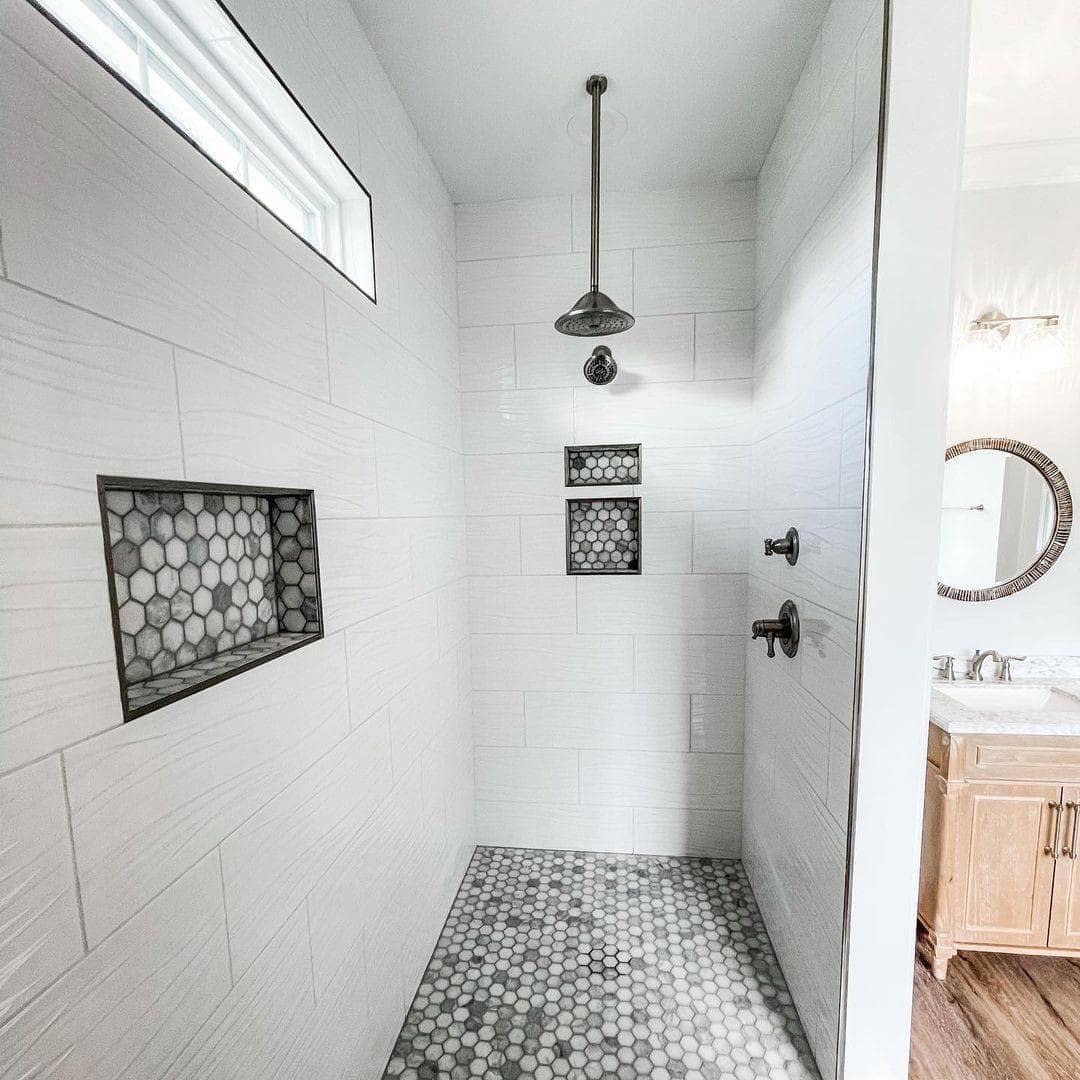 19 of  Marbled Gray Niches in a Luxurious Shower