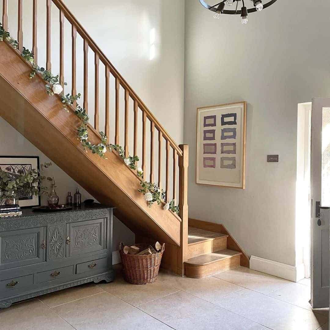 15 of  Entryway Staircase with Wooden Stair Spindles