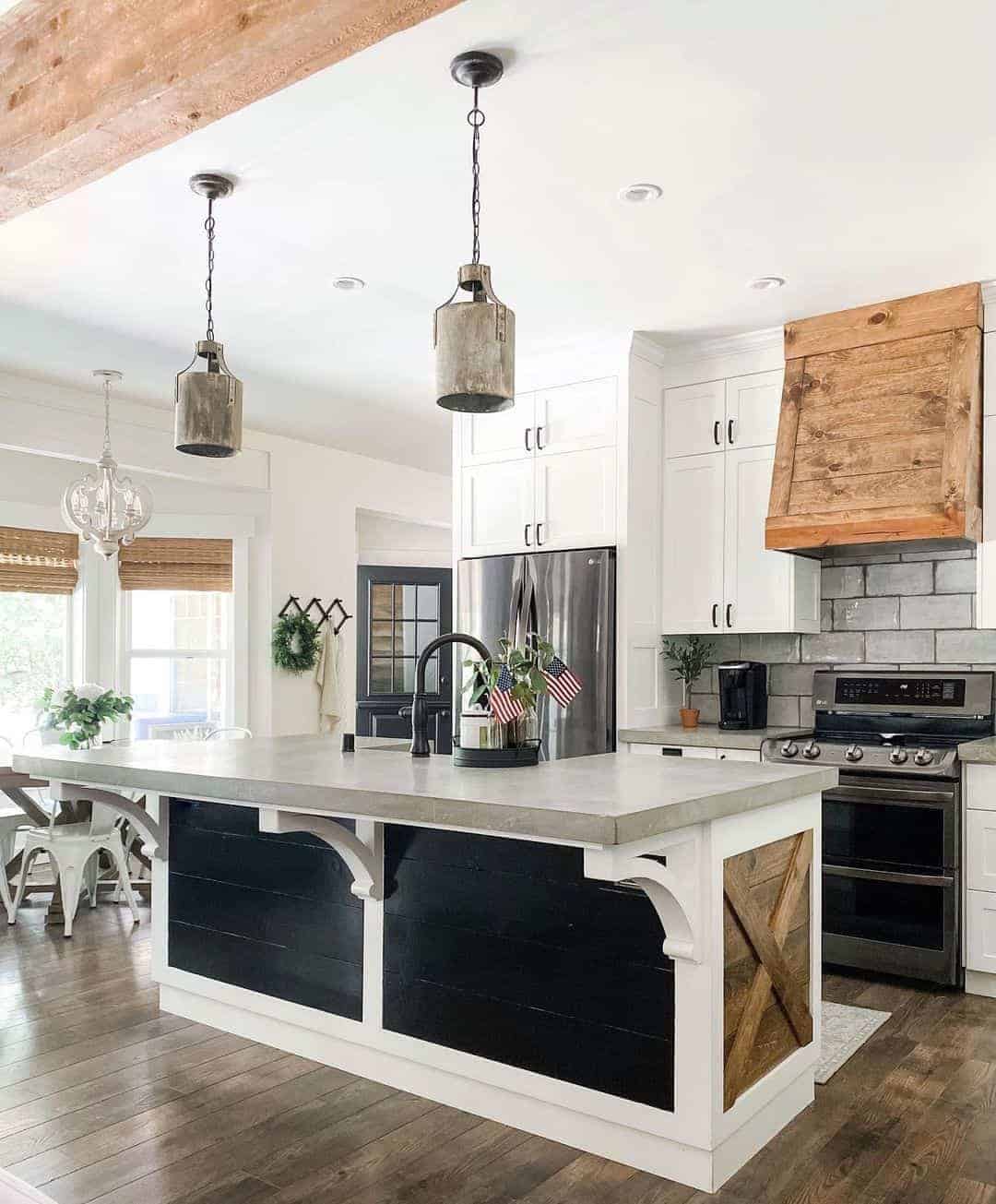 30 of  White Kitchen Island with Black Shiplap Panel