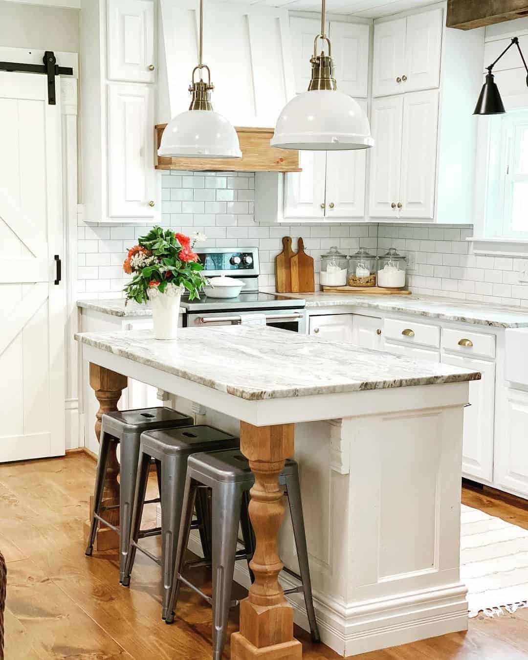 02 of  White Kitchen Island Under Pendant Lighting