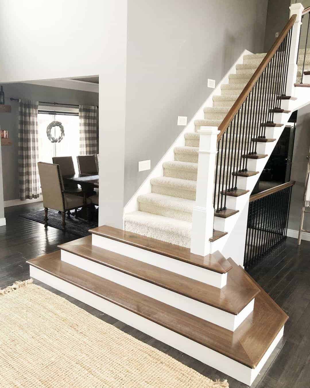 05 of  White Stair Runner on Dark Wood Treads