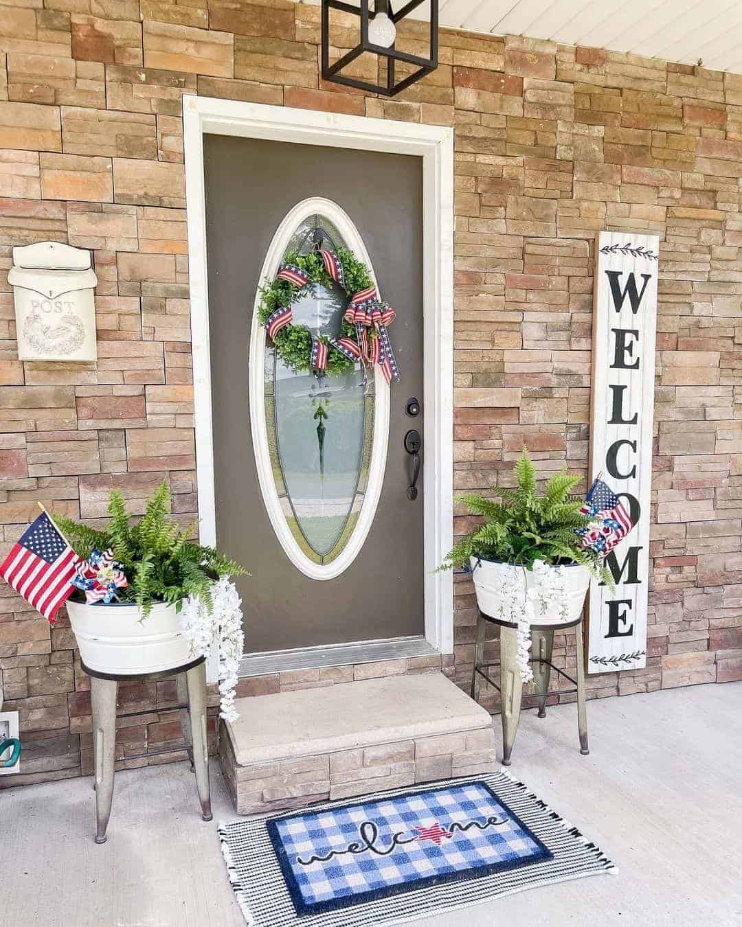 06 of  Front Door in Mocha Color and Welcome Sign