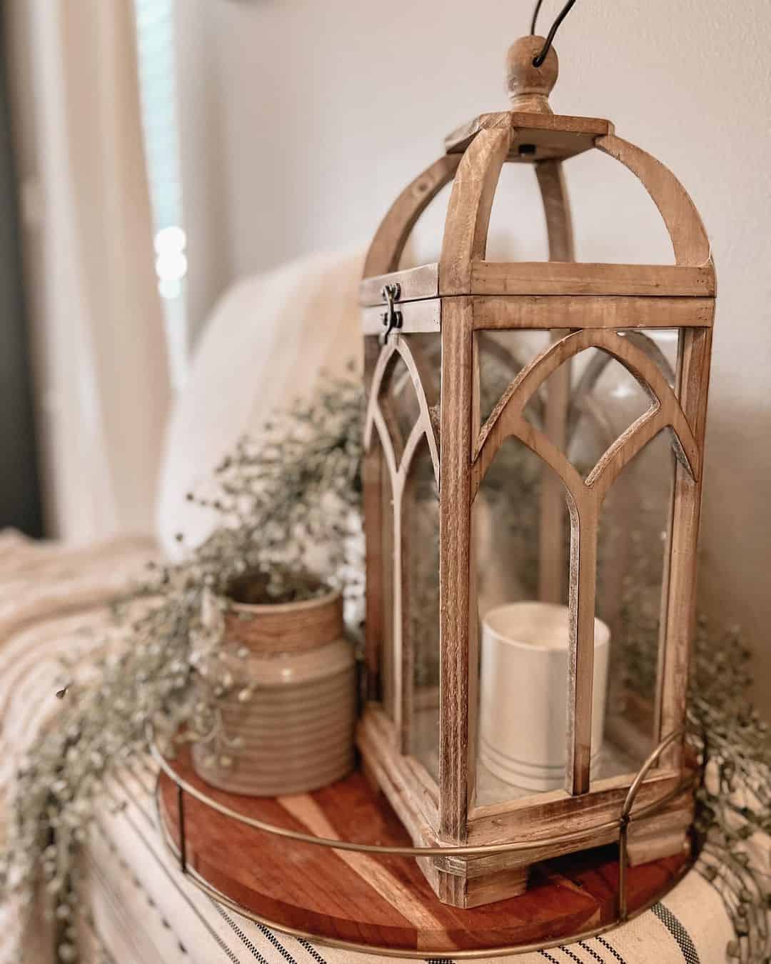 04 of  Wooden Candle Lantern Antique Farmhouse Décor