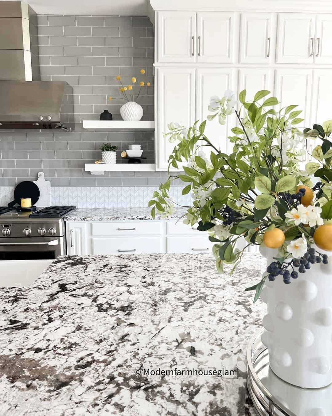 11 of  Modern Gray and White Kitchen with Hints of Yellow