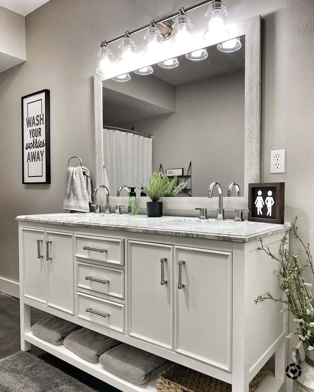 13 of  White Stained Wood Framed Bathroom Mirrors