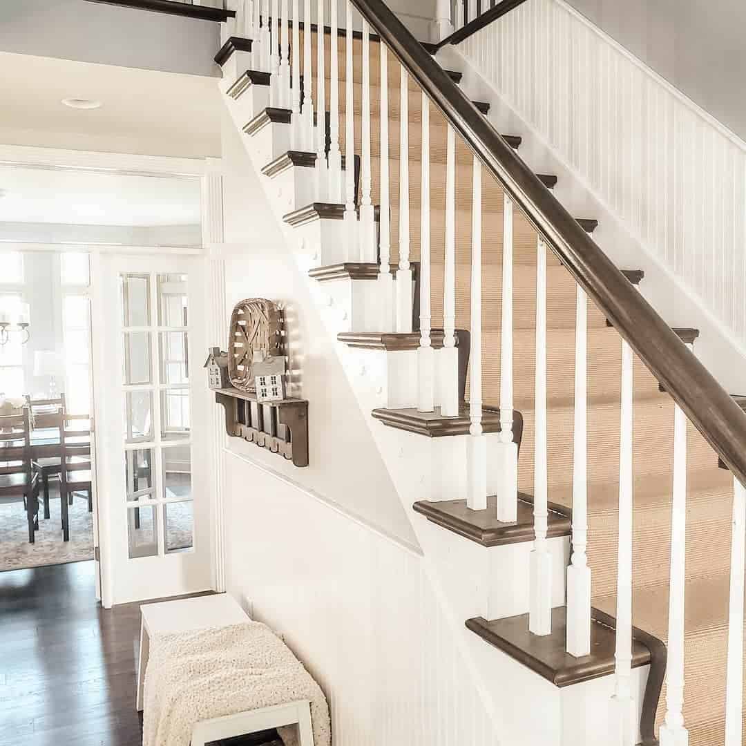 14 of  White Beadboard Wainscoting Up the Stairs