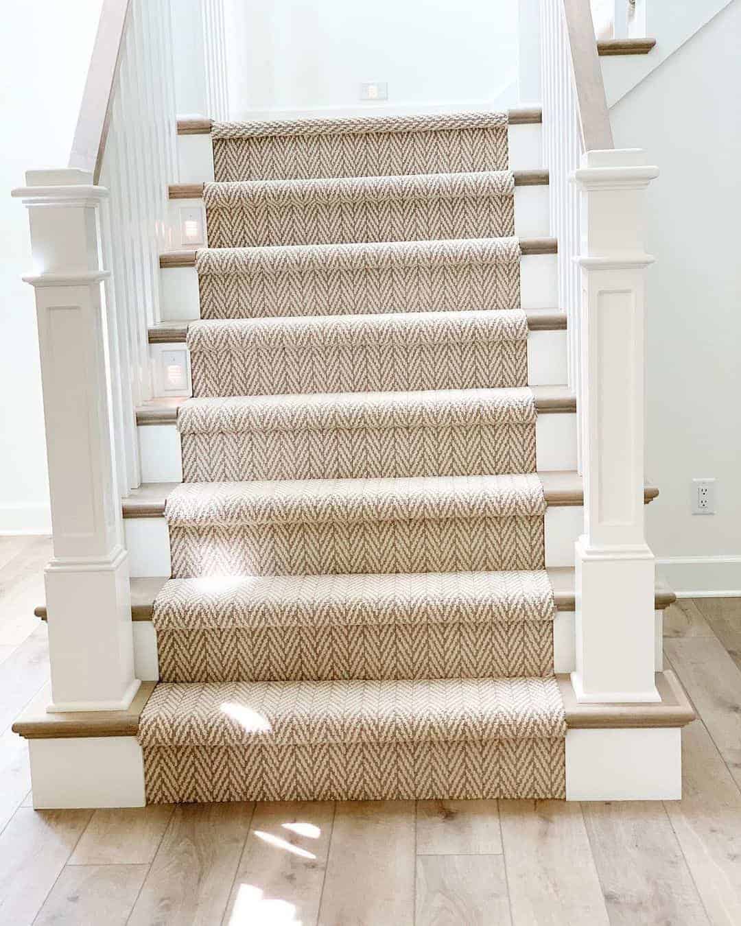 18 of  Beige Carpet Runner With a Delicate Herringbone Design