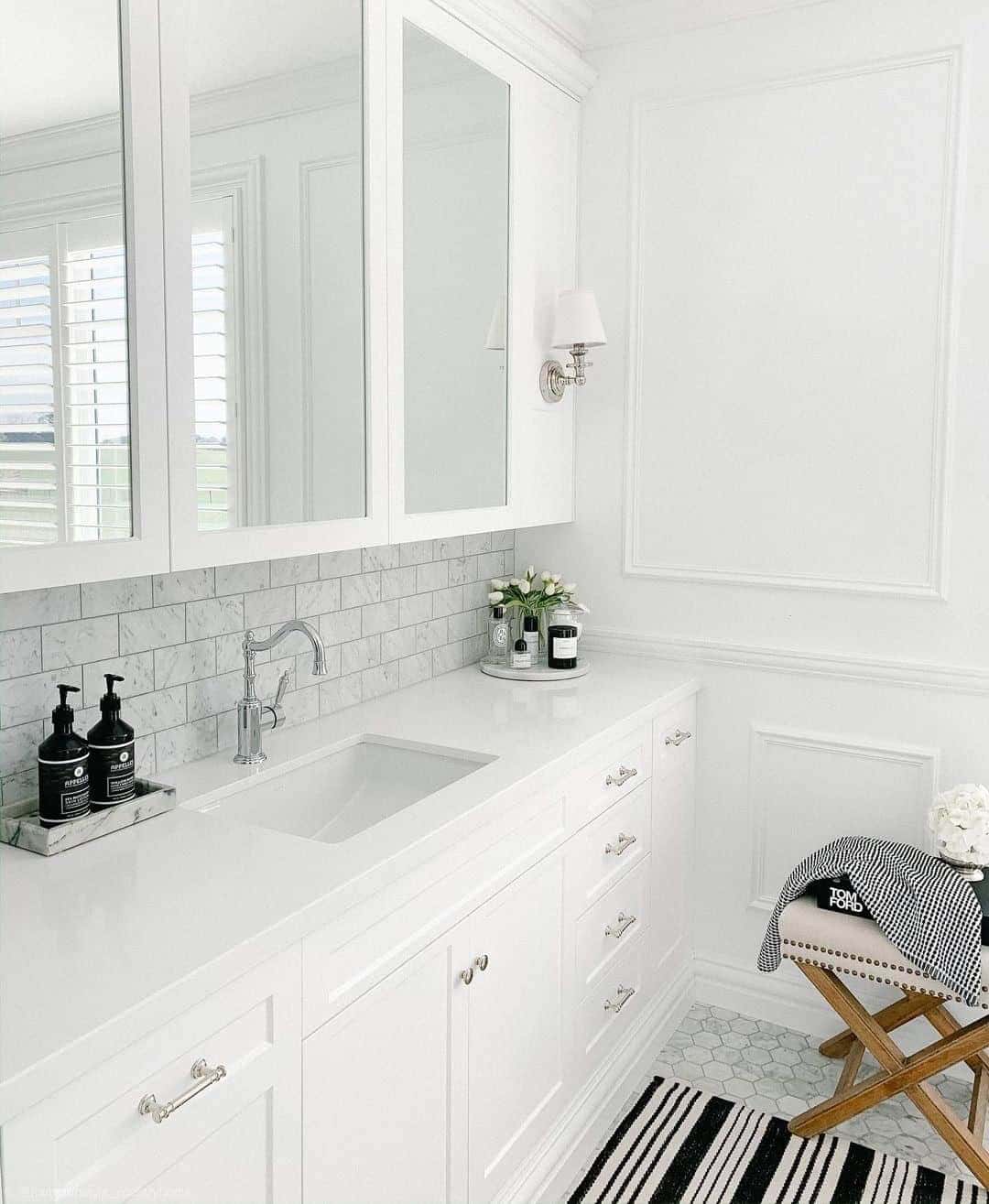 16 of  Bathroom with White Modern Wainscoting