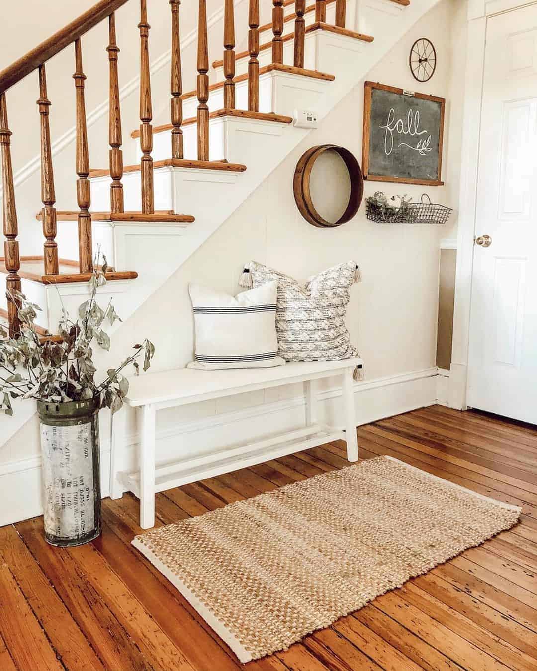 12 of  White and Wood Staircase with Wooden Spindles