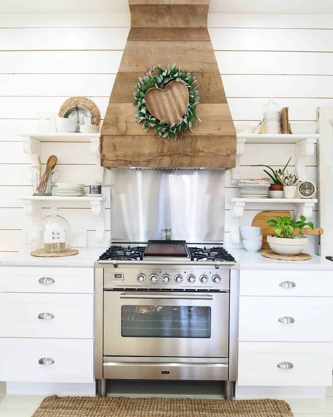 28 of  Shiplap Kitchen Wall with Range Hood