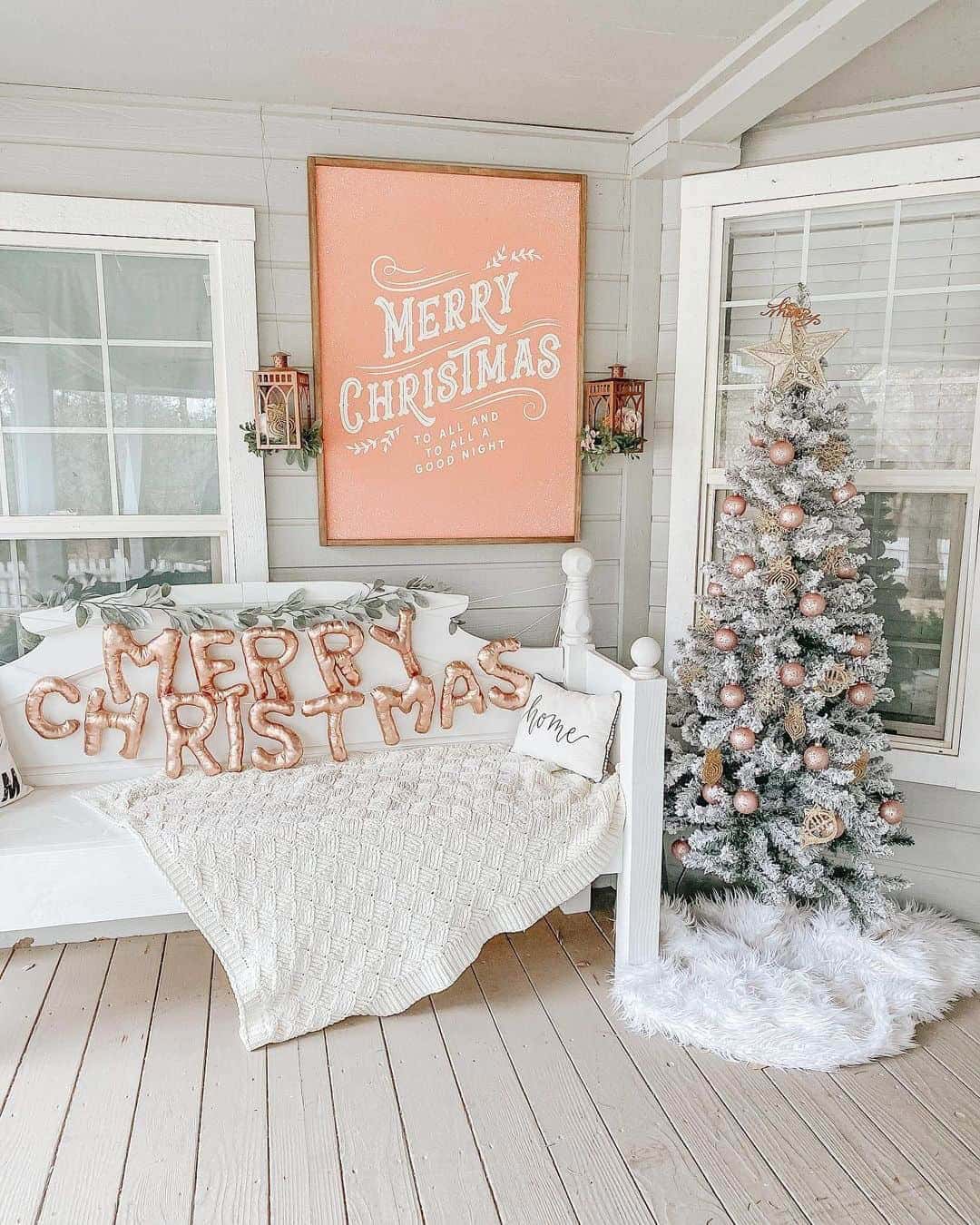 20 of  Frosted Coral and Blush Christmas Porch