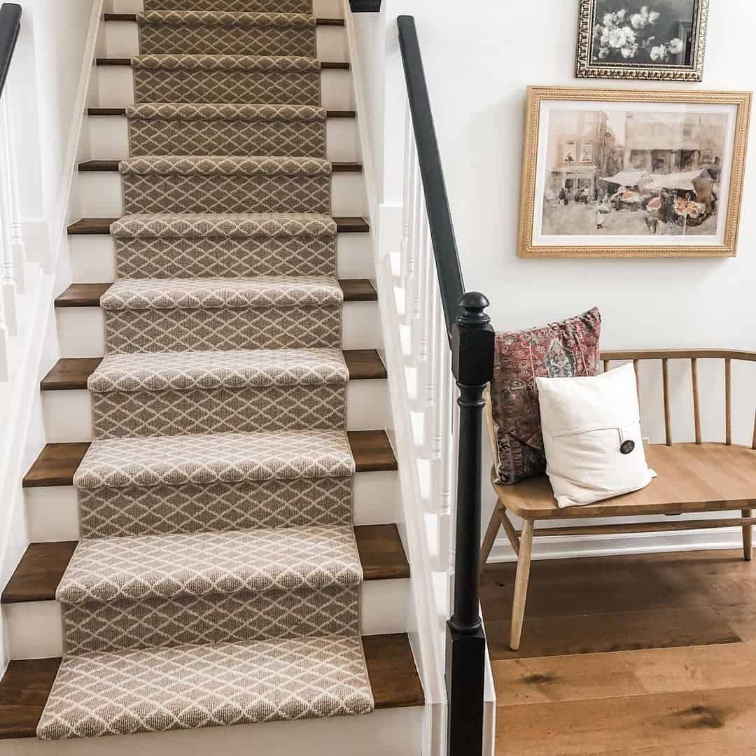 15 of  Beige Carpet on Dark Wood Treads