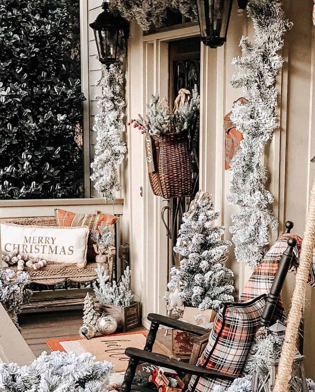 28 of  Frosted Plaid Christmas Porch Décor