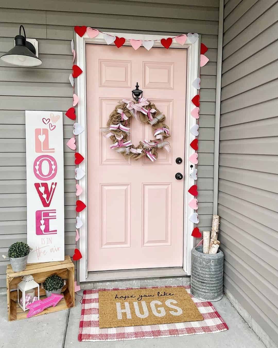 18 of  Light Pink 6-Panel Front Door on Light Grey Porch