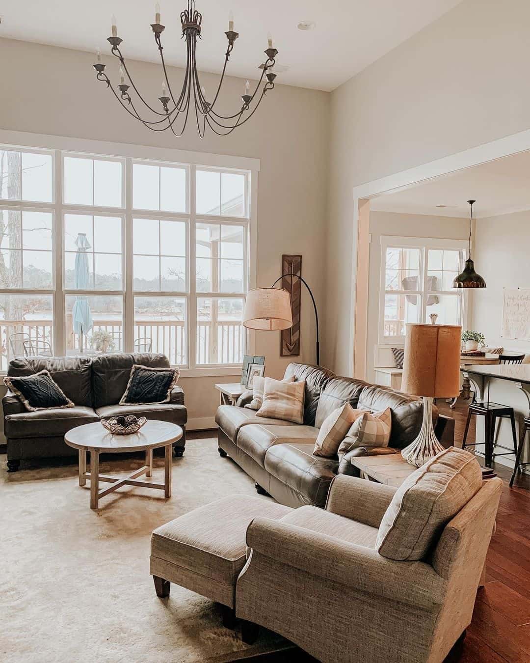 09 of  Agreeable Gray Living Room with Brown Couches