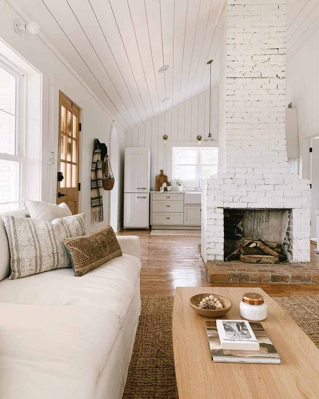 10 of  White Painted Brick Floor to Ceiling Fireplace